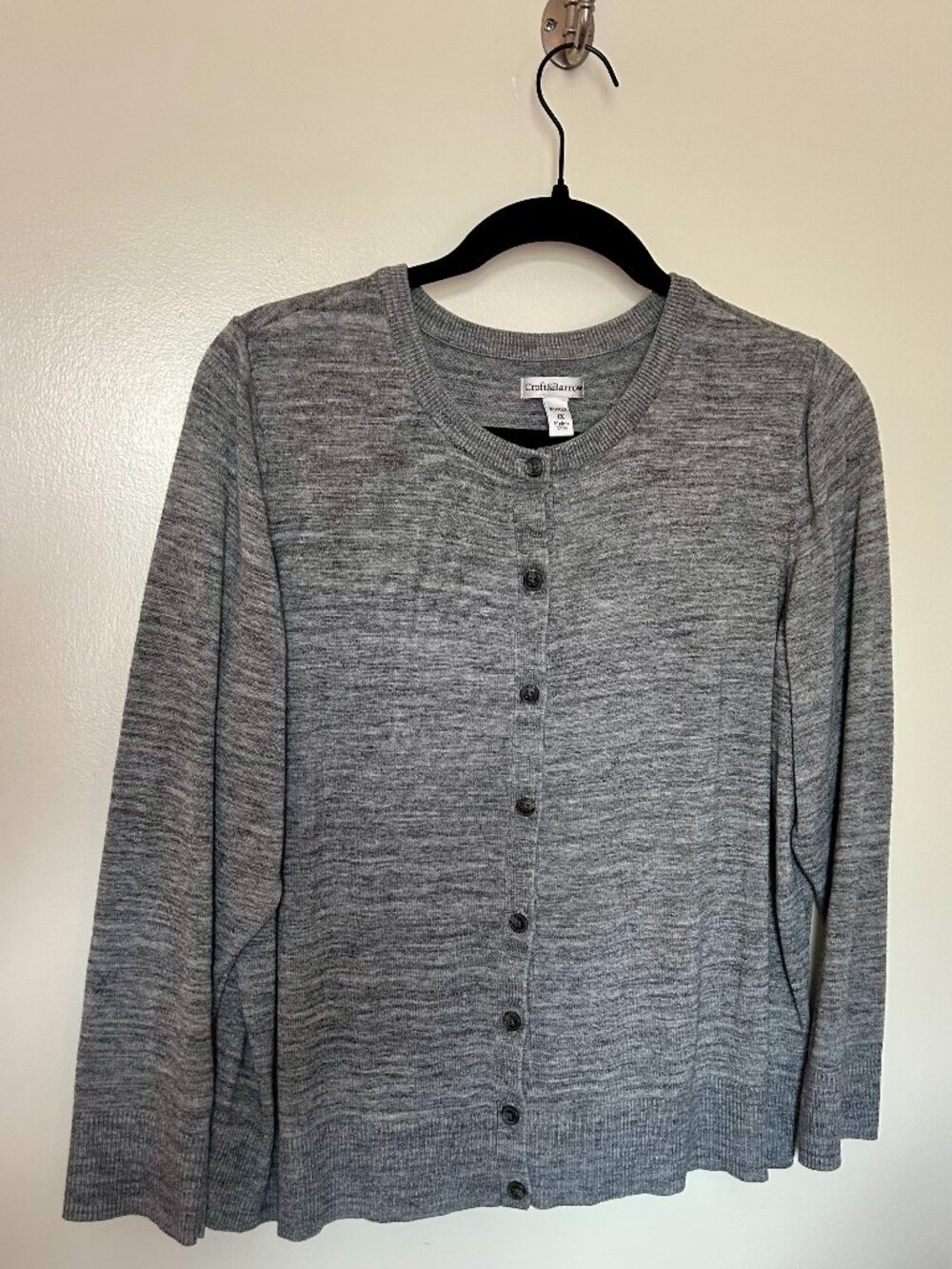 Croft & Barrow Cotton Blend Button Down Cardigan in Black Marled 1X